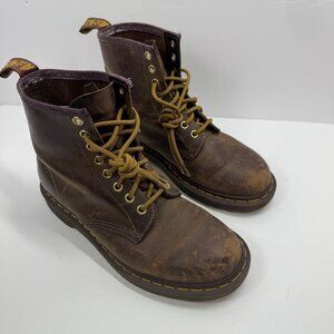 Dr Martens 1460 Brown Boots Crazy Horse Size 39 W8 M7 Yellow Laces